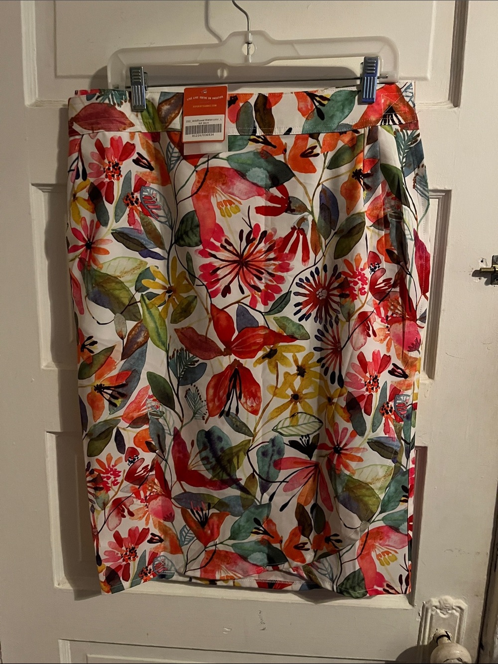Ripskirt Hawaii White Floral Pencil Skirt with Multicolor Blooms